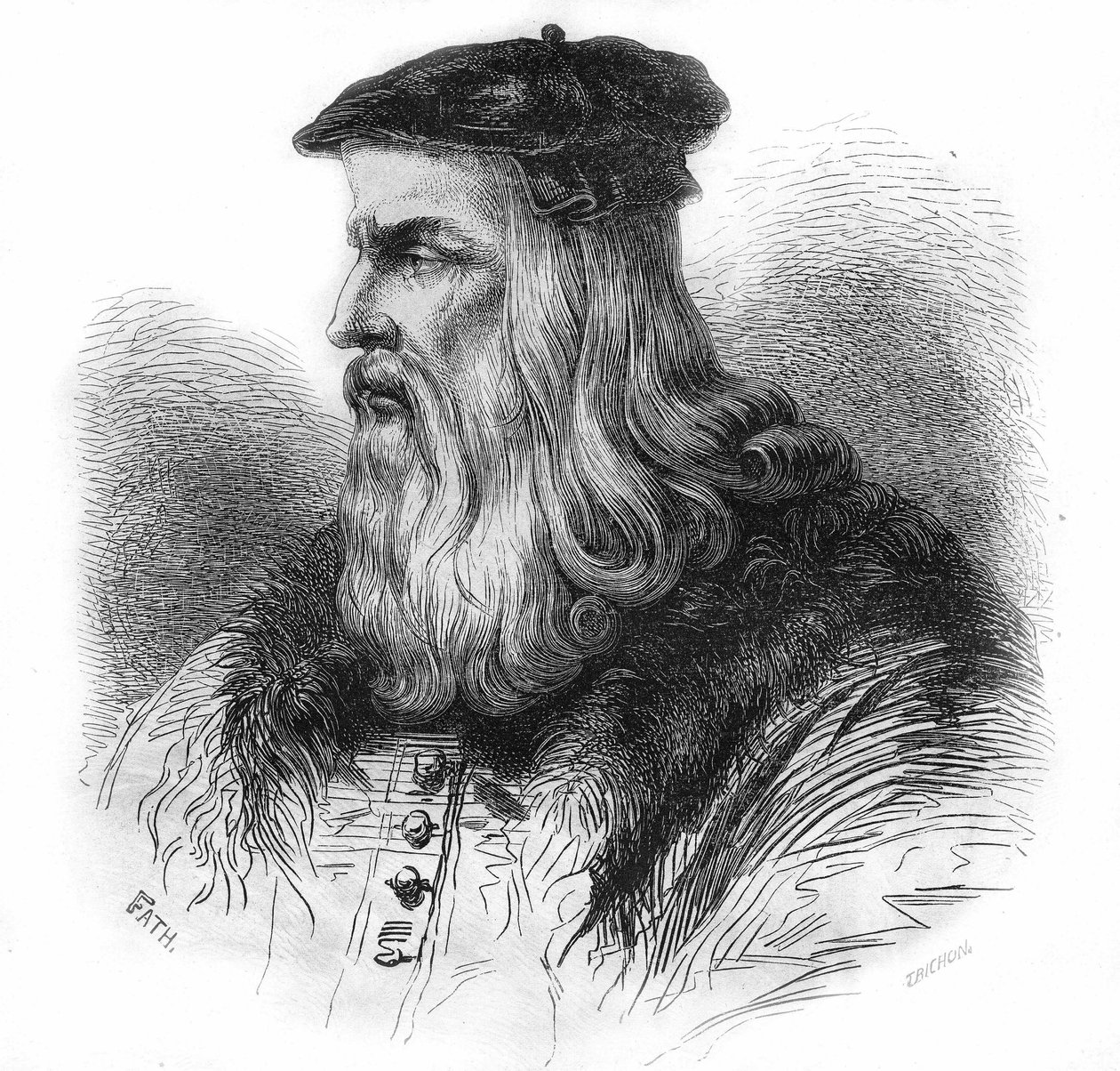 Portrét Leonarda da Vinci (Leonardo da Vinci) (1452 - 1519). od Unknown artist