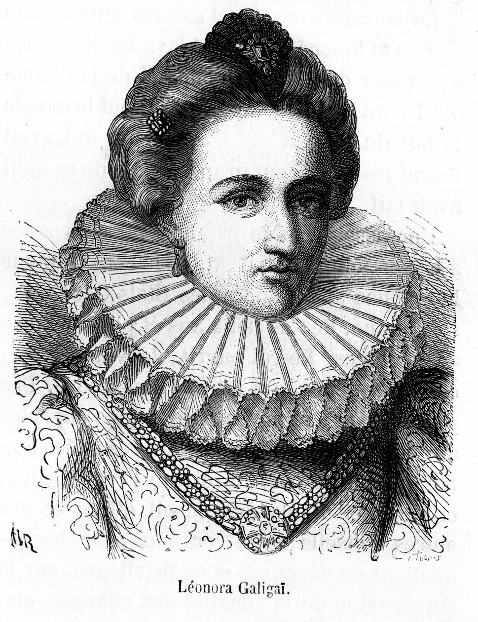 Portrét Leonory Dori (nebo Dosi) zvané Galigai, maršála z Anchre (1568-1617), důvěrnice Marie de Medici - v “”Histoire de France populaire”” od Henriho Martina, sd. 19. století. od Unknown artist