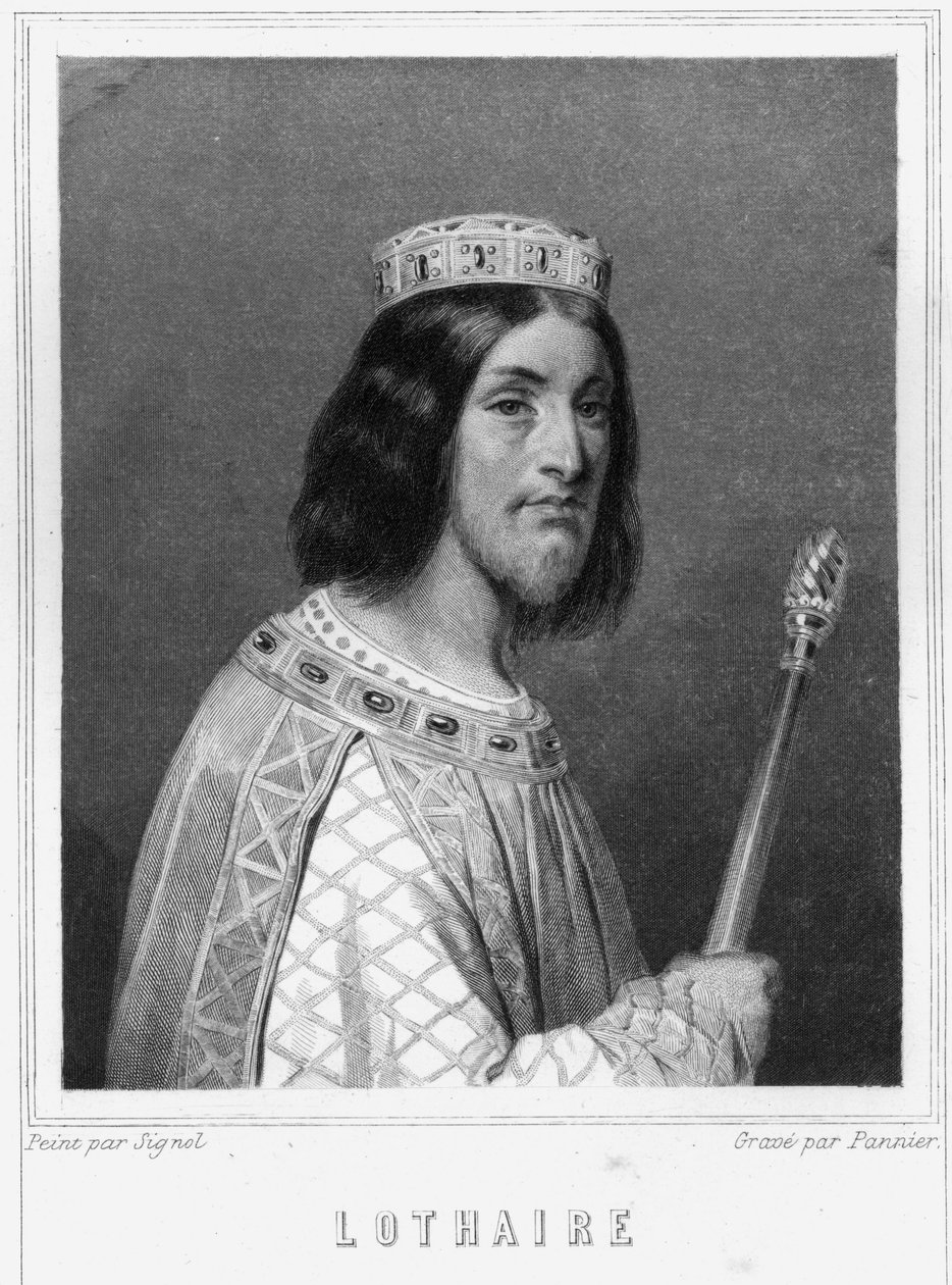 Portrét Lothairea (941 - 986), krále Franků - v „Histoire des Français““ od Lavallée, rytina, nd. od Unknown artist