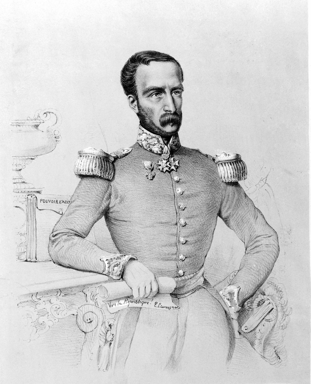 Portrét Louise Eugèna Cavaignaca (1802 - 1857), francouzského generála a politika. Rytina v. 1848. od Unknown artist