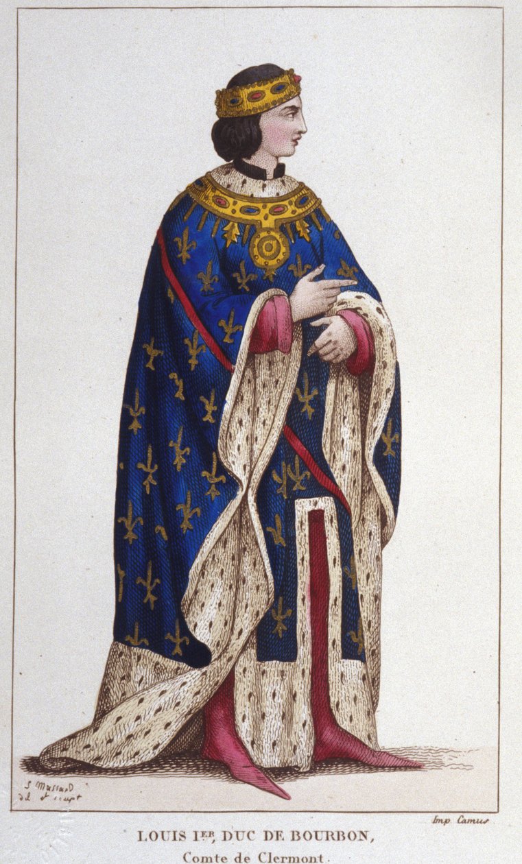 Portrét Ludvíka I. Bourbonského z Boiteux (1279-1342) hrabě z Clermontu (1310), vévoda z Bourbonnais, hrabě z La Marche a Castres (1327). rytina z roku 1830 od Unknown artist