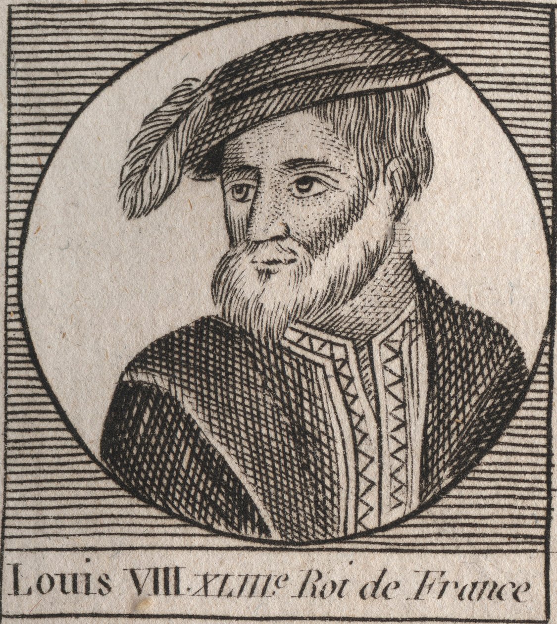 Portrét Ludvíka VIII. (1187-1226) dit le Lion, roi de France - Ludvík VIII. Lev (1187-1226) francouzský král v letech 1223 až 1226 - rytina z „Instruction sur l