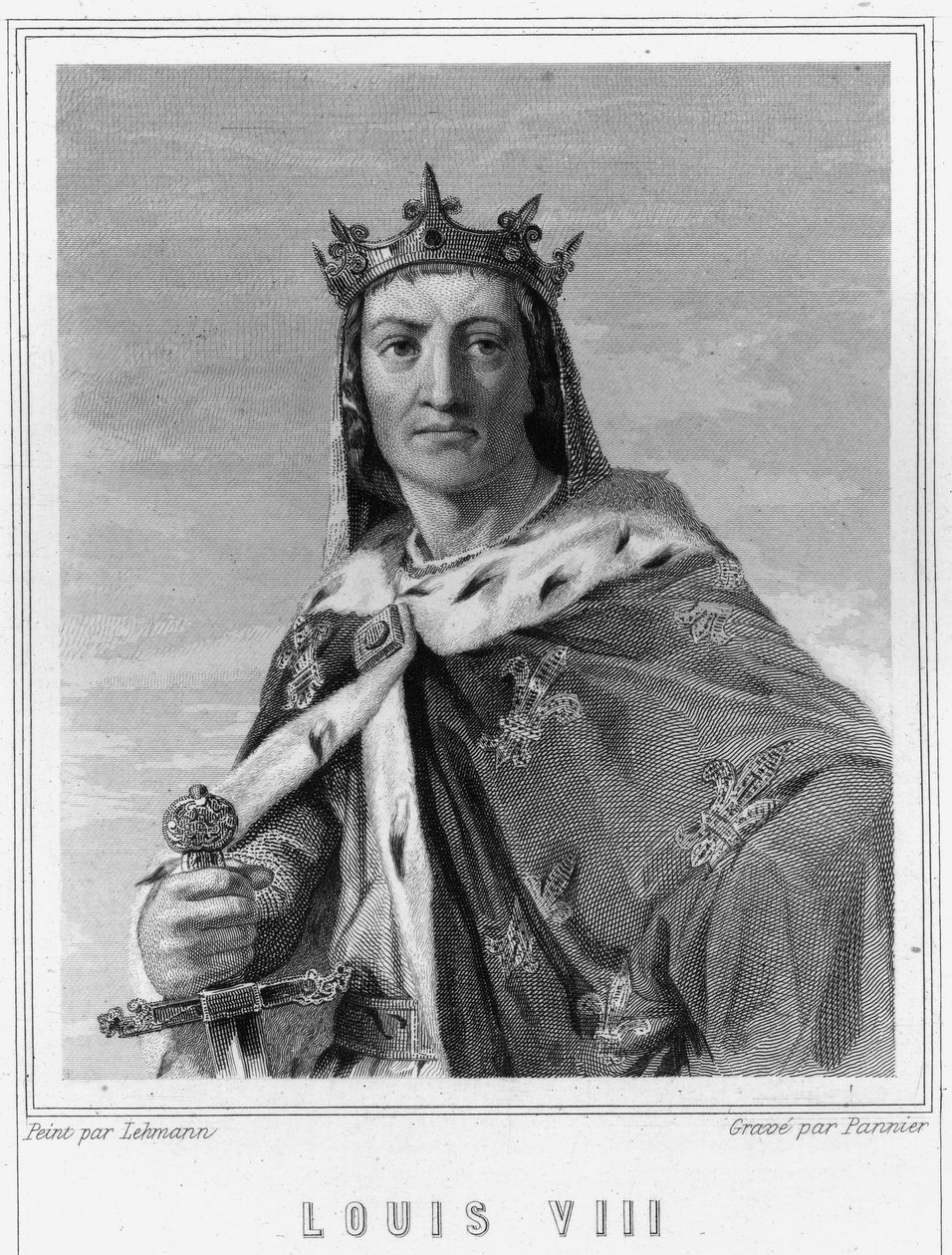 Portrét Ludvíka VIII. (1187 - 1226), krále Francie - v „Histoire des Français““ od Lavallée, rytina, sd. od Unknown artist