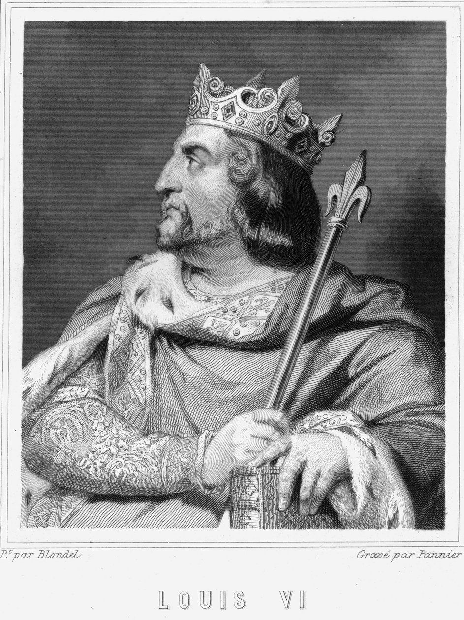 Portrét Ludvíka VI. le Gros (1081 - 1137), krále Francie - v „Histoire des Français““ od Lavallée, rytina, sd. od Unknown artist