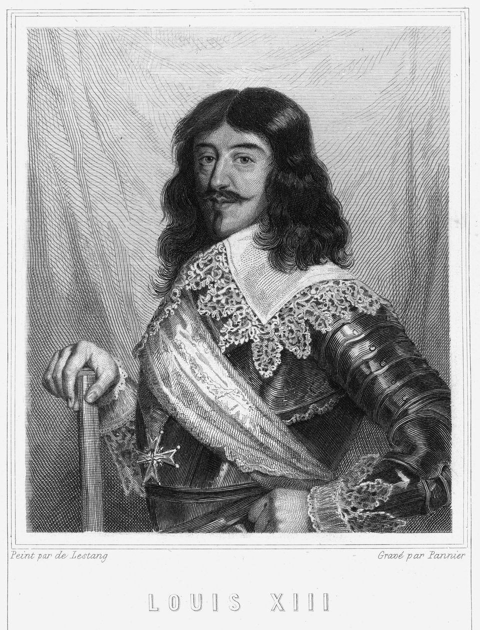 Portrét Ludvíka XIII. (1601 - 1643), krále Francie - v „“ Histoire des Français““ od Lavallée, rytina, sd. od Unknown artist