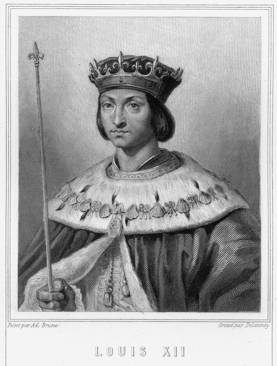 Portrét Ludvíka XII. (1462 - 1515), krále Francie - v „Histoire des Français““ od Lavallée, rytina, sd. od Unknown artist