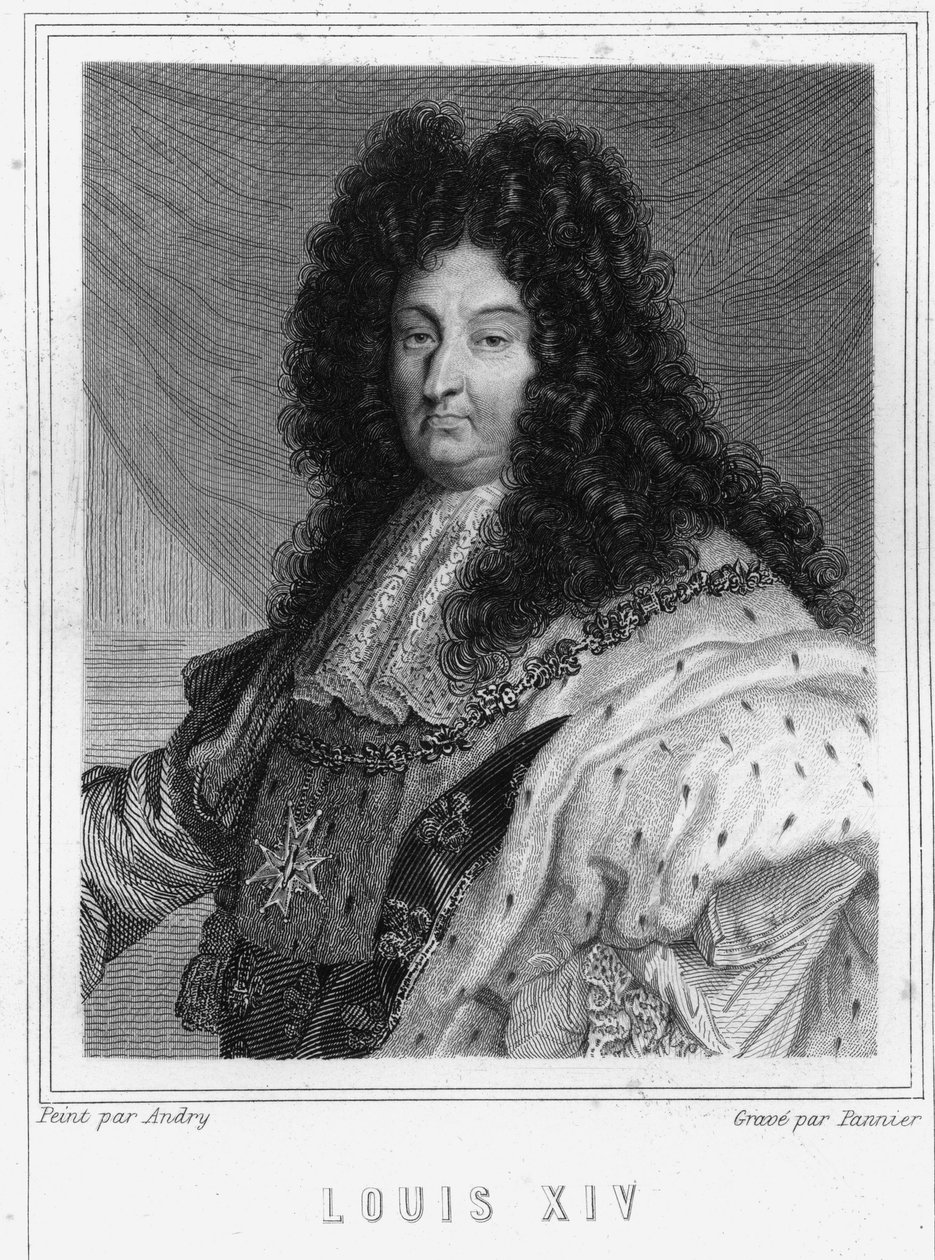 Portrét Ludvíka XIV. (1638 - 1715), francouzského krále - v „Histoire des Français““ od Lavallée, rytina, sd. od Unknown artist