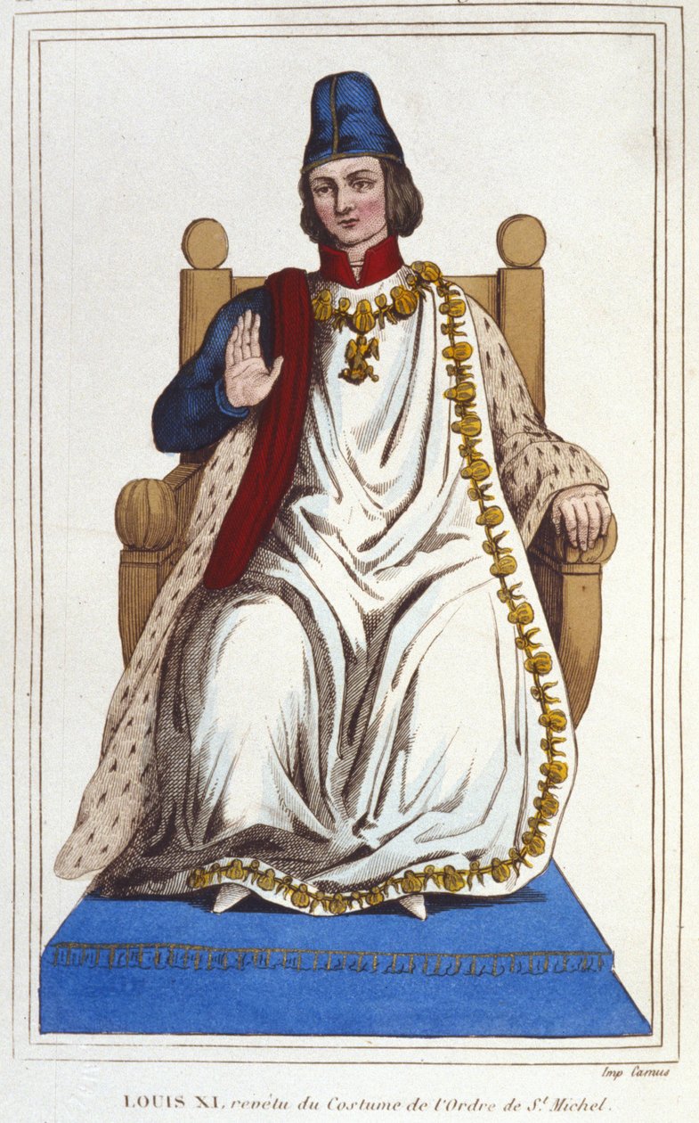 Portrét Ludvíka XI. v kostýmu řádu Saint Michel (1423 - 1483). rytina z roku 1830 od Unknown artist