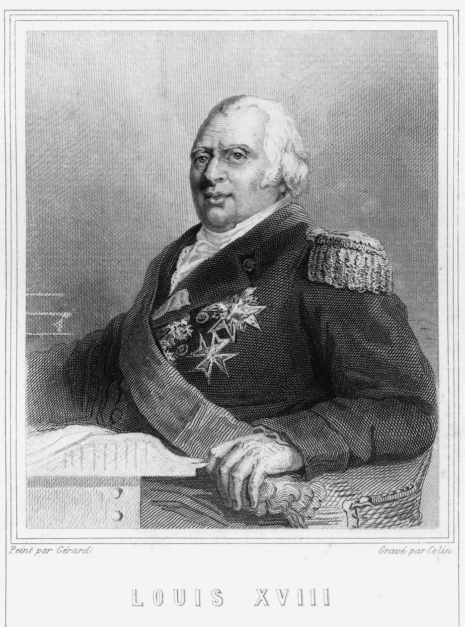 Portrét Ludvíka XVIII. (1755 - 1824), krále Francie - v „Histoire des Français““ od Lavallée, rytina, sd. od Unknown artist