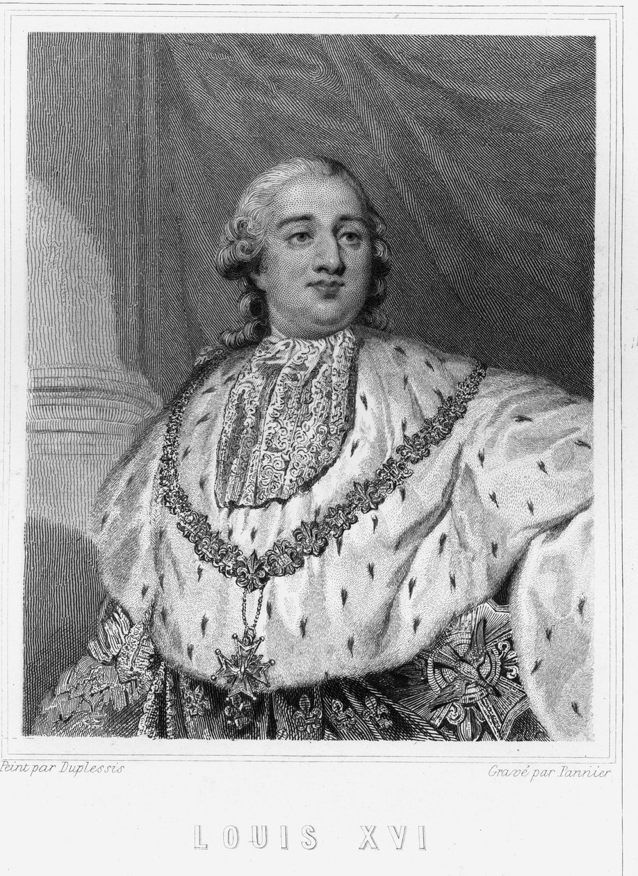 Portrét Ludvíka XVI. (1754 - 1793), krále Francie - v „Histoire des Français““ od Lavallée, rytina, sd. od Unknown artist
