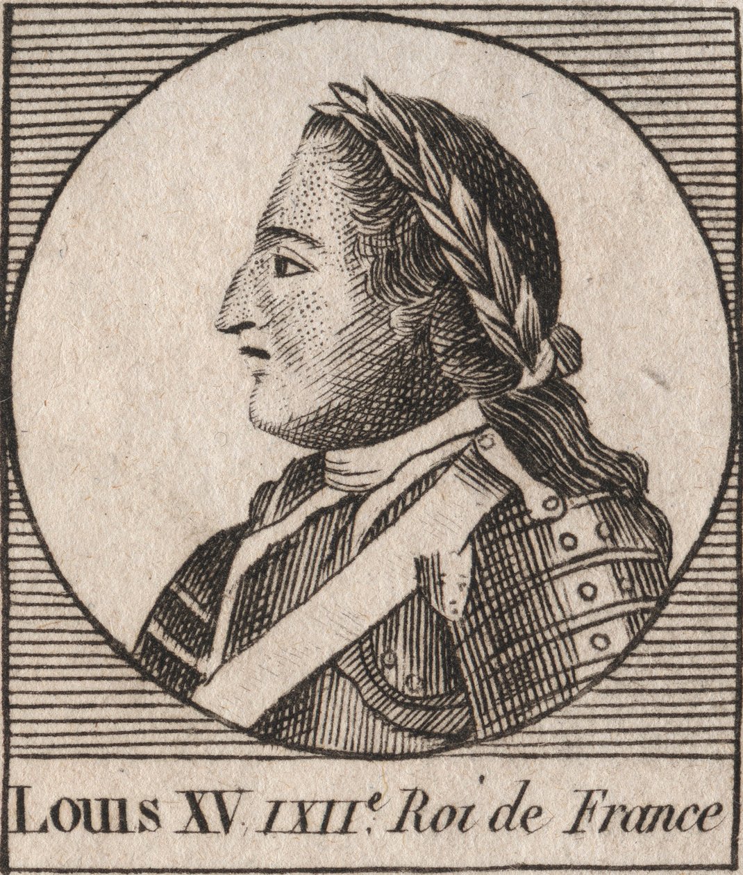 Portrét Ludvíka XV (1710-1774) dit le Bien Aime, král Francie 1715 až 1774 - Ludvík XV, známý jako Ludvík Milovaný, král Francie - rytina z „Instruction sur l