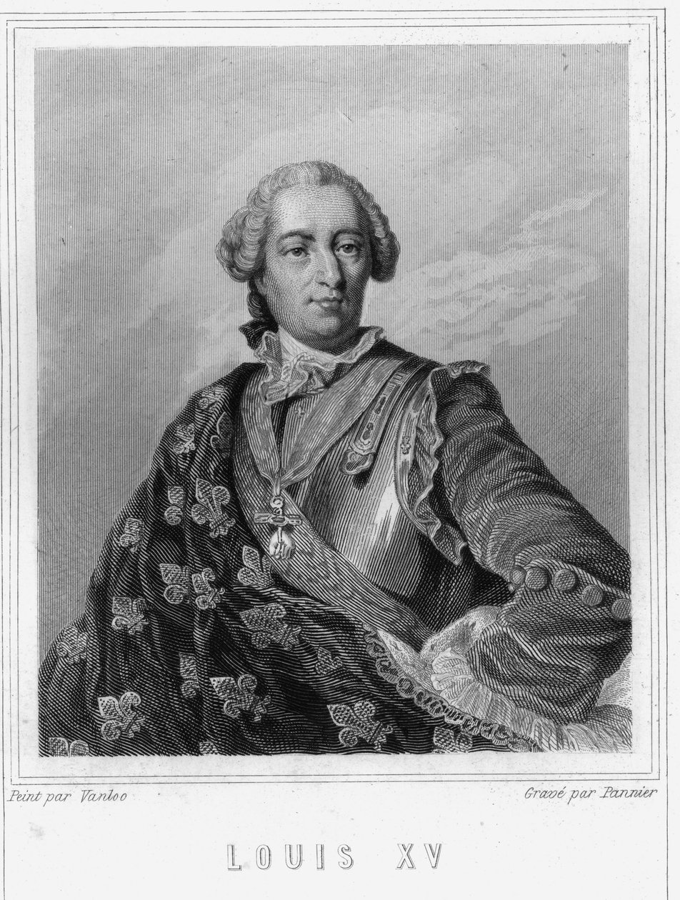 Portrét Ludvíka XV. (1710 - 1774), krále Francie - v „Histoire des Français““ od Lavallée, rytina, sd. od Unknown artist