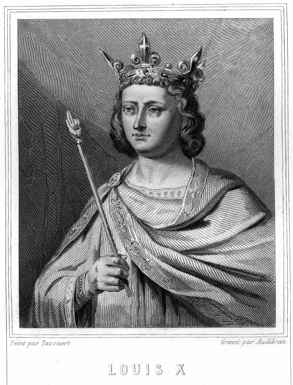 Portrét Ludvíka X. le Hutina (1289 - 1316), krále Francie - v „Histoire des Français““ od Lavallée, rytina, sd. od Unknown artist
