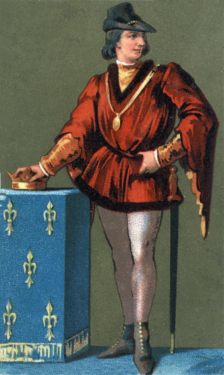 Portrét Ludvíka X. Hutina (1289 - 1316), krále Francie. Chromolitografie 19. století od Unknown artist