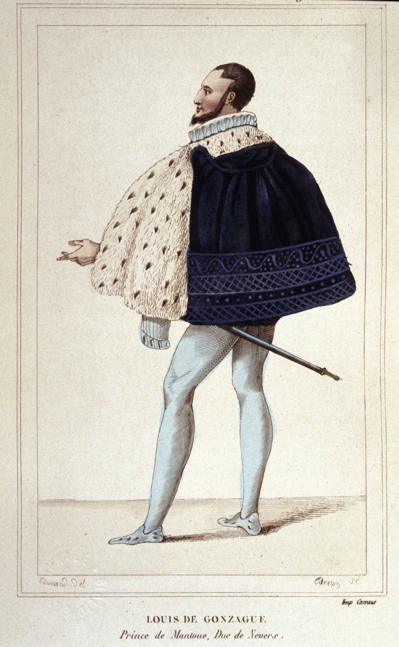 Portrét Louise de Gonzague, vévody z Mantovy, nyní sňatkem v roce 1565 s Henriette de Cleves, novou vévodou z Nevers. rytina z roku 1830 od Unknown artist