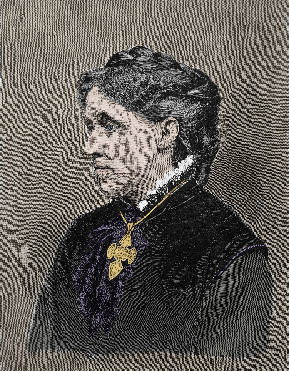 Portrét Louisy May Alcottové (1832-1888), americké spisovatelky. Barevná rytina z 19. století. od Unknown artist