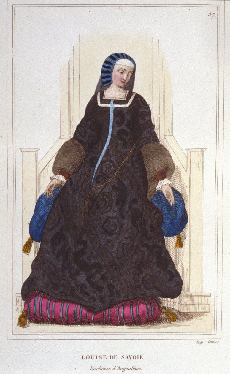 Portrét Louise de Savoie, vévodkyně z Angoulene a matky Františka I. (1476 - 1531), rytina z roku 1830 od Unknown artist