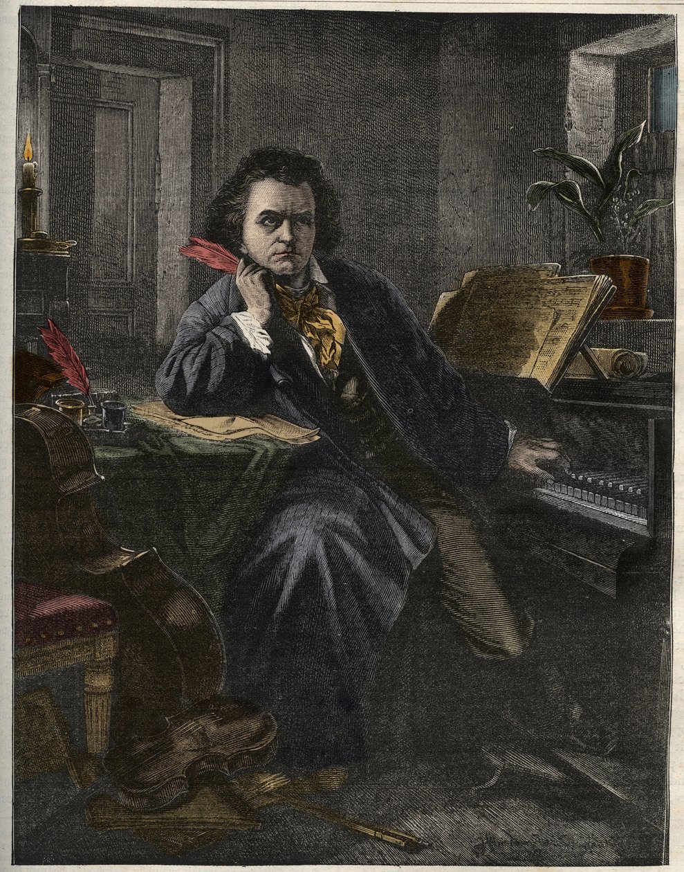 Portrét Ludwiga van Beethovena (1770-1827), německého skladatele a klavíristy od Unknown artist