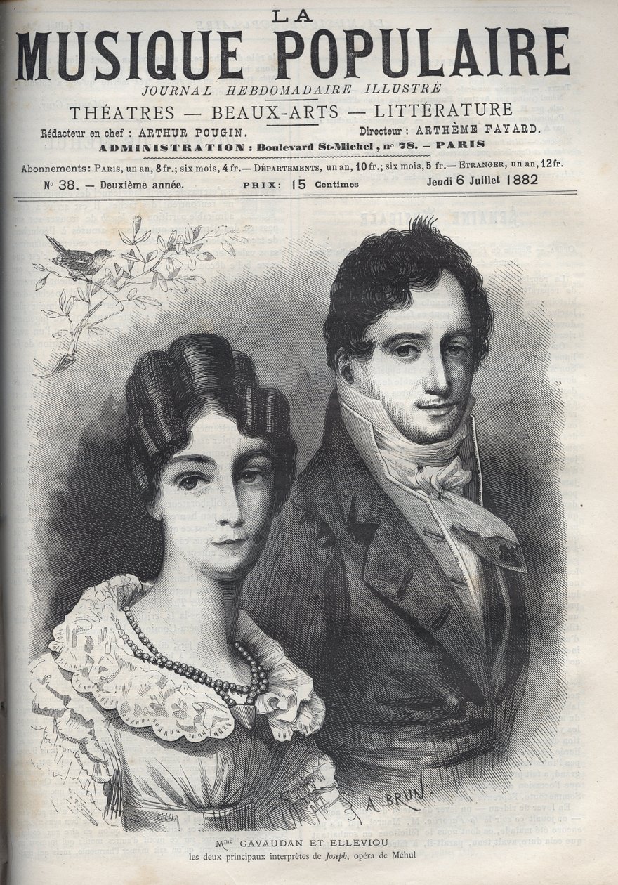 Portrét Madame Gavaudan a Elleviou. Alexandrine Marie Agathe Gavaudan Ducamel (Alexandrine-Marie-Agathe Gavaudan-Ducamel) (1781-1850) a Jean Elleviou (1769-1842), francouzský zpěvák, komik a libretista, jsou dva hlavní interpreti opery „Joseph“. od Unknown artist