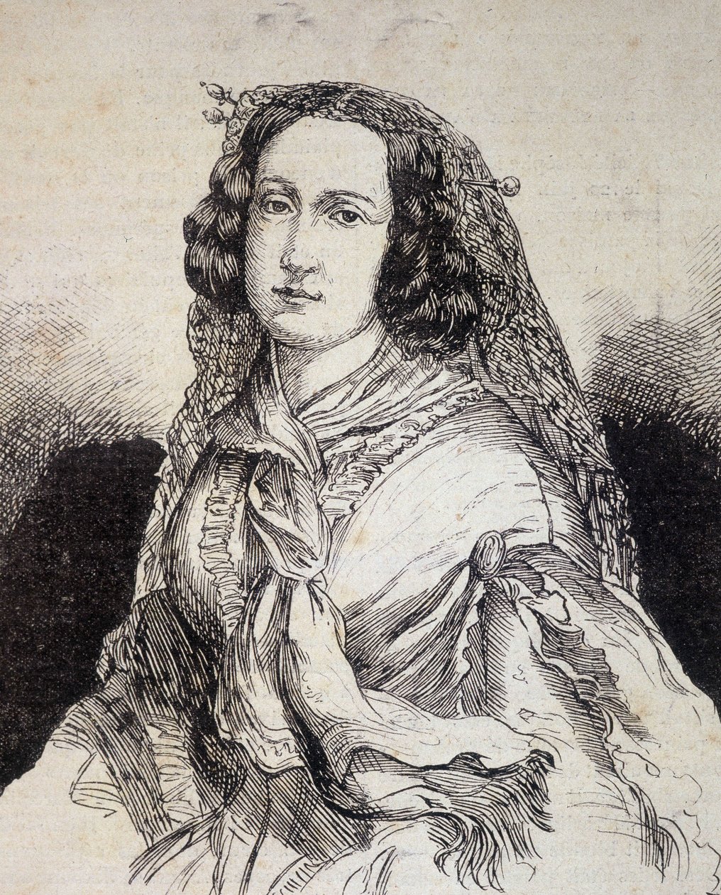 Portrét Madame Marceline Desbordes-Valmore (Desbordes Valmore) (1786 - 1859), francouzské spisovatelky - v „“Les Contemporains“, n.d. koncem 19. století. od Unknown artist
