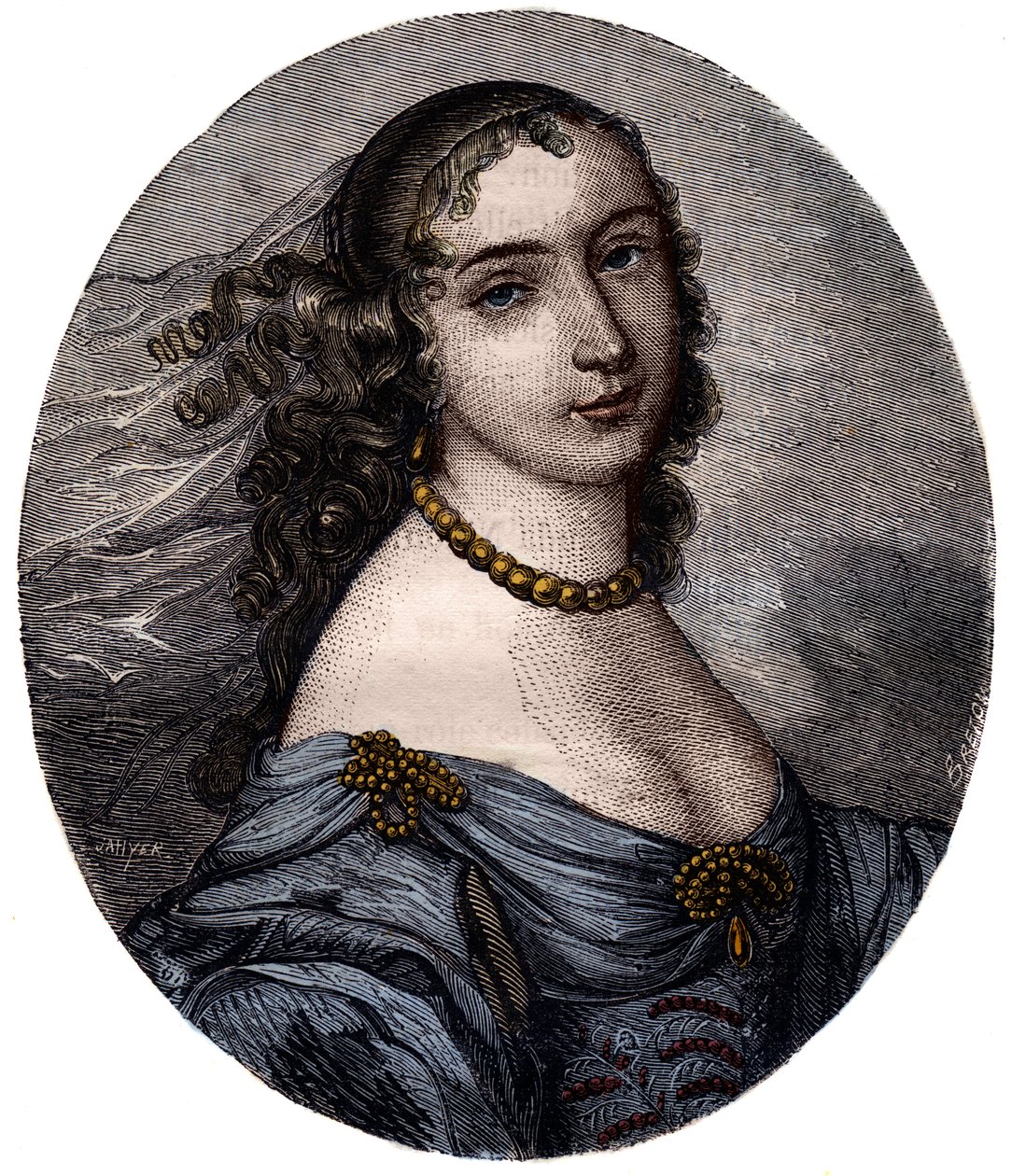 Portrét Marguerite Hessein, Madame de la Sabliere (1636-1693) Francouzský Salonniere. Rytina 19. století. od Unknown artist