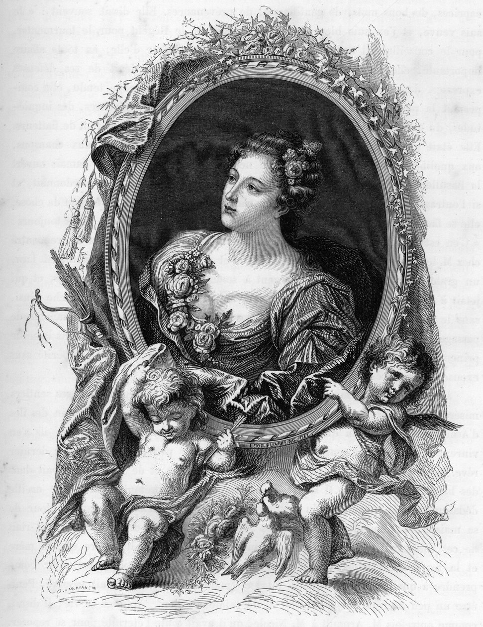Portrét Marie-Madeleine (Marie Madeleine) de La Vieuville, comtesse de Parabere (1693-1750) – rytina z roku 1862 v „“The Queens of the World““ od našich prvních spisovatelů – Publikováno pod vedením JGD Armandauda od Unknown artist