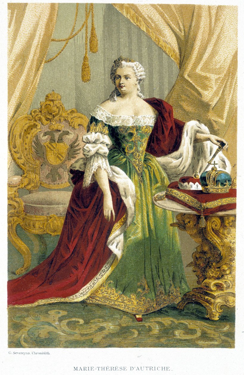 Portrét Marie Terezie Rakouské (1717-1780). Chromolitograf 19. století. od Unknown artist