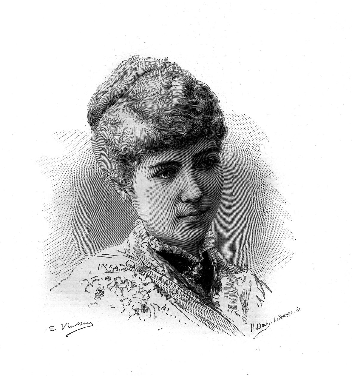 Portrét Marie Van Zandtové (1858-1919) francouzské zpěvačky nizozemského původu. Rytina v „“Le Monde illustrious”” 1883. Soukromá sbírka. od Unknown artist