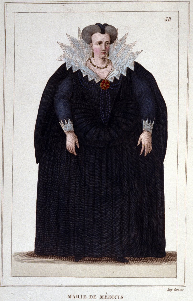 Portrét Marie Medicejské (1573 - 1642), manželky Jindřicha IV. a matky Ludvíka XIII. Rytina z roku 1830 od Unknown artist