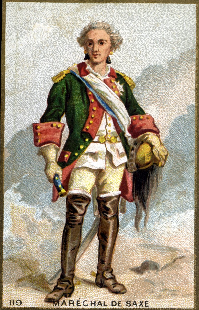 Portrét Maurice, hraběte ze Saska známého jako maršál Saska (1696 - 1750), maršál Francie. Chromolitografie 19. století. od Unknown artist