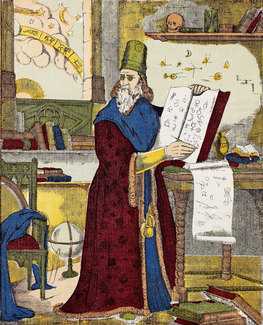 Portrét Michela de Notre Dame (Nostradamus) Francouzský astrolog - Portrét Nostradama, Michel de Notre Dame (1503-1566) Francouzský astrolog a lékař - Rytina od Unknown artist