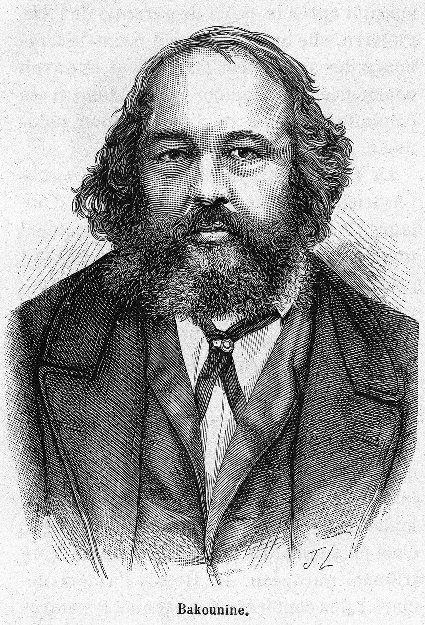 Portrét Michaila Aleksandroviče Bakunina (1814 - 1876), ruského anarchistického revolucionáře. Rytina 19. století. od Unknown artist