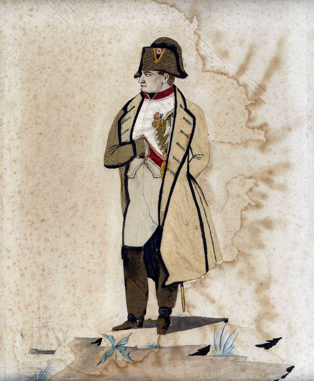Portrét Napoleona I. (ruka na břiše) - rytina látkou od Unknown artist