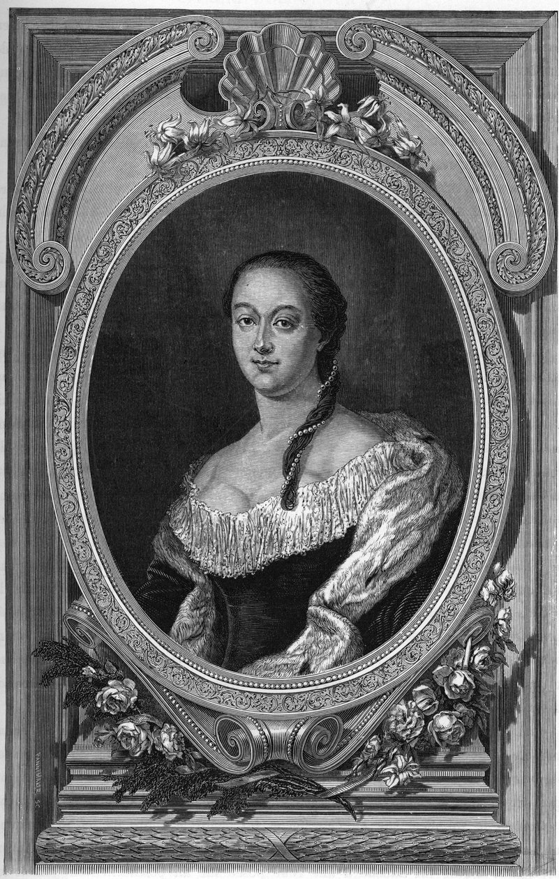 Portrét Nathalie (Natalaie) Dolgoruki (1714-1771), dcery Borise Petroviče Čeremetieva - rytina z roku 1862 v „“The Queens of the World”” od našich prvních spisovatelů, kniha vydaná pod vedením Jeana Germain Desire ARMENGAUD od Unknown artist