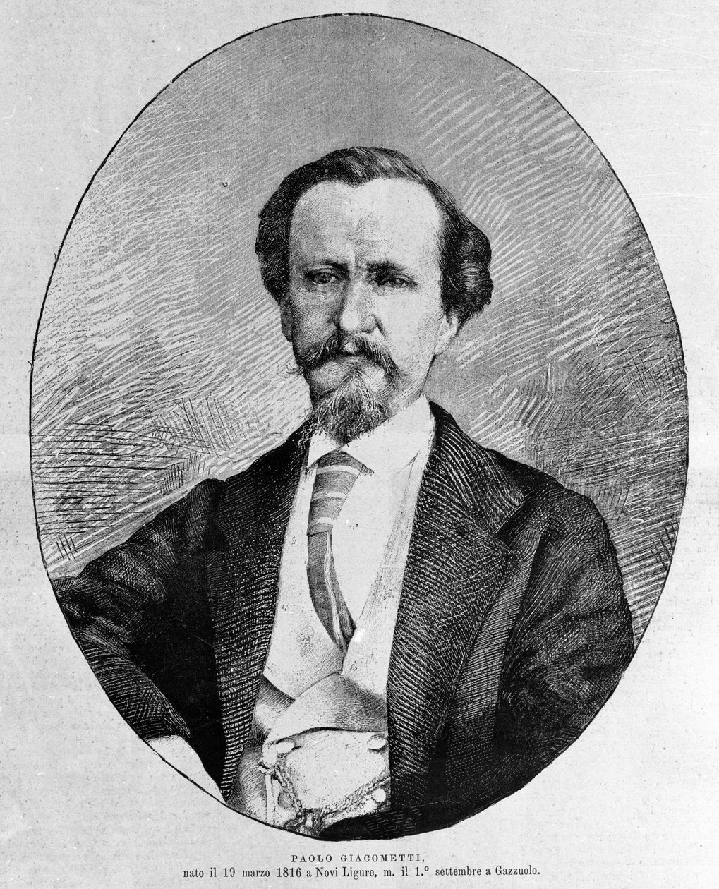 Portrét Paola Giacomettiho (1816-1882), italského spisovatele. od Unknown artist