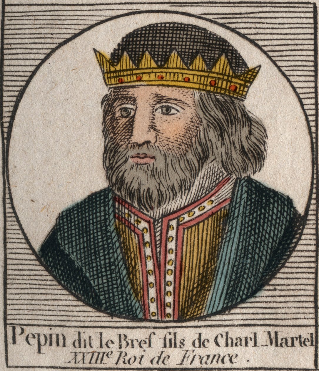 Portrét Pepina III dit Pepin le Brief (714-768) francouzský král - Pepin III (714-768) (Pepin Krátký) král Franků - rytina z „Instruction sur l