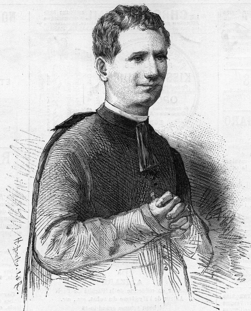 Portrét Pere Dom Bosca, proslulého italského církevního představitele známého v celé Evropě 19. století svými svatými skutky. Zemřel v roce 1888. od Unknown artist