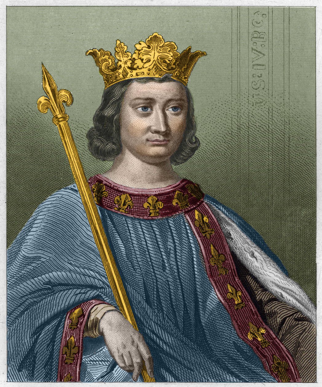 Portrét Filipa IV dit le bel, francouzského krále - v „“ Histoire des Francais““ od Lavallee, rytina, sd. od Unknown artist