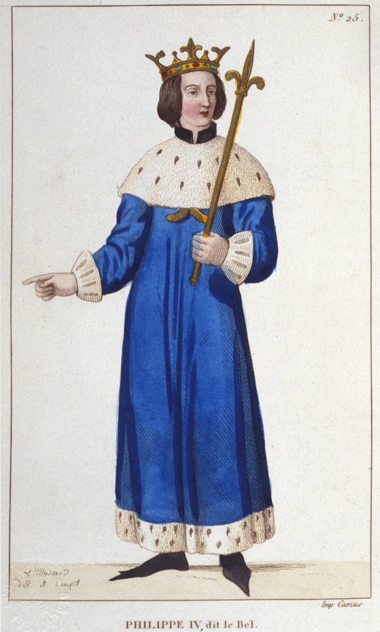 Portrét Filipa IV. Bela (1268 - 1314), francouzského krále, rytina z roku 1830 od Unknown artist