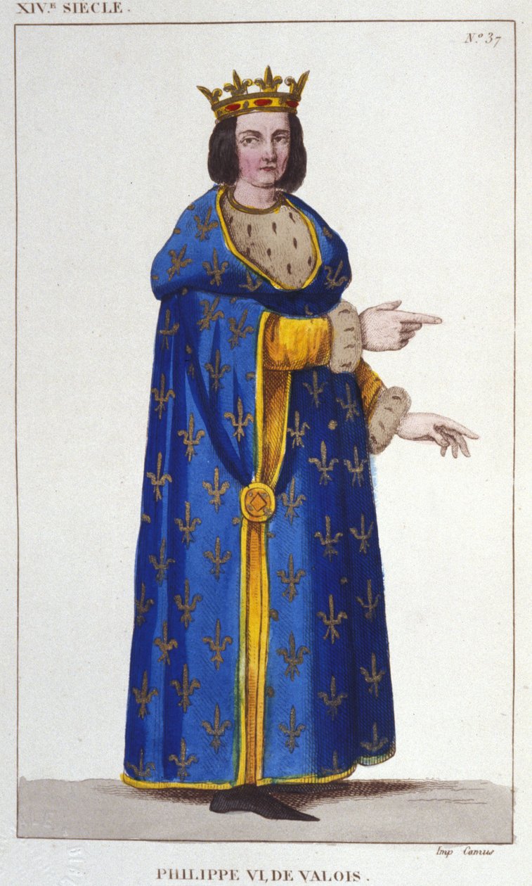Portrét Filipa VI. z Valois (1293-1350) francouzského krále. Rytina z roku 1830 od Unknown artist