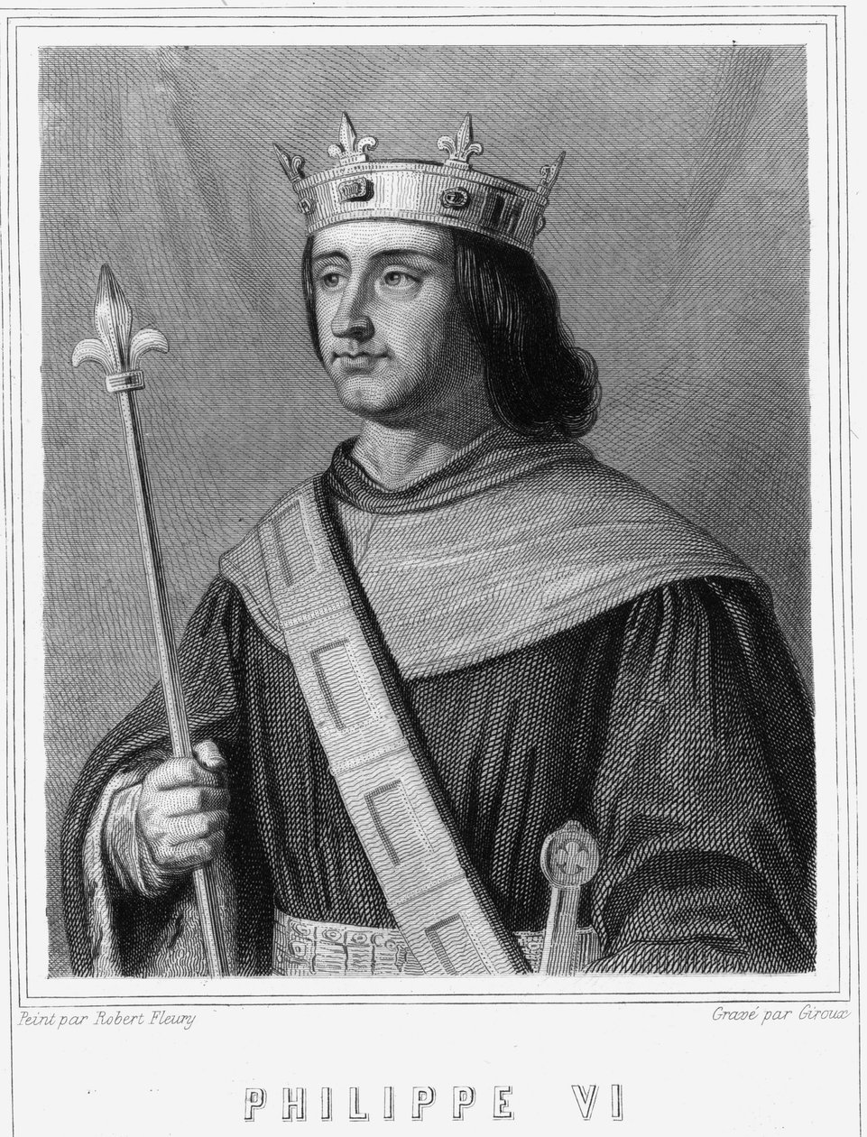 Portrét Filipa VI. de Valois (1294 - 1350), krále Francie - v „Histoire des Français““ od Lavallée, rytina, sd. od Unknown artist