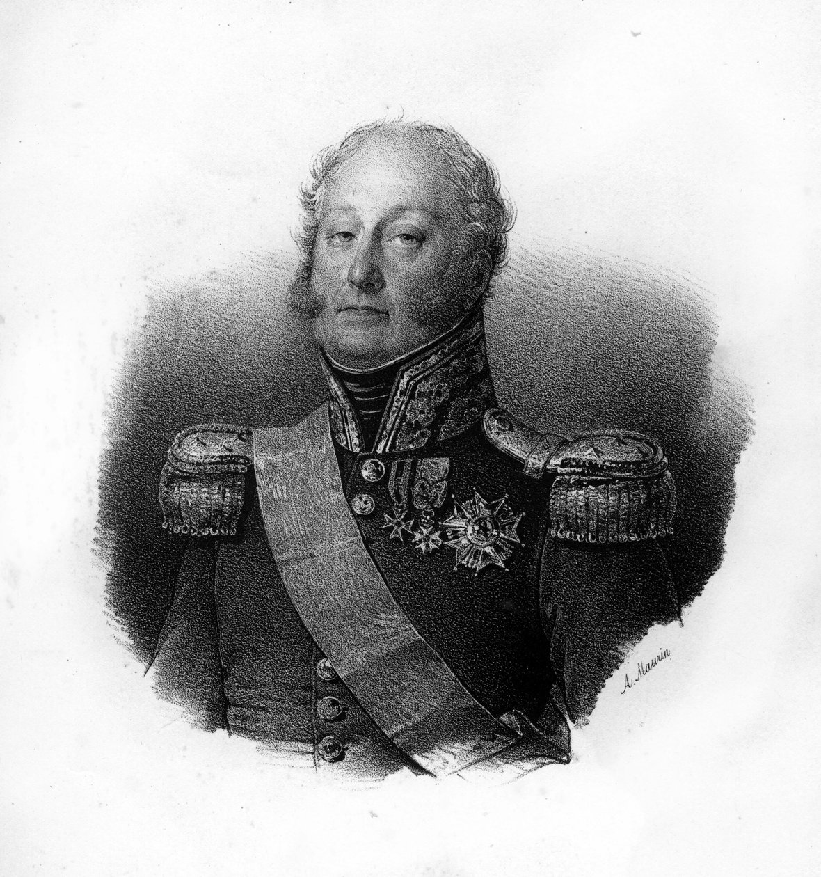 Portrét Pierre Claude, hrabě Pajot, dit Pajol (1772-1844), francouzský generál, rytina 19. od Unknown artist