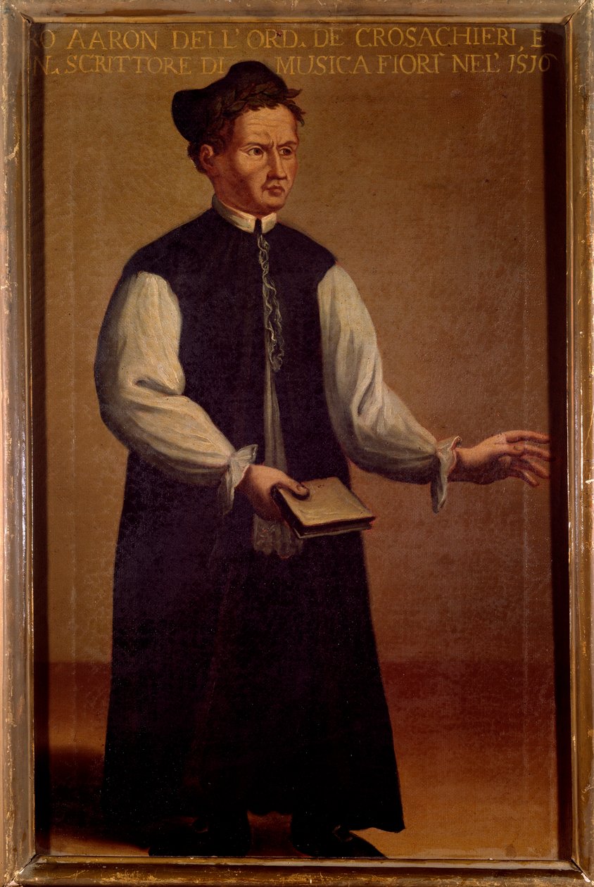 Portrét Pietra Aarona (Arona) (1489-1545), teoretika italské hudby Anonymní malířství. 16. století. Bologna, Civico museo Bibliografico od Unknown artist