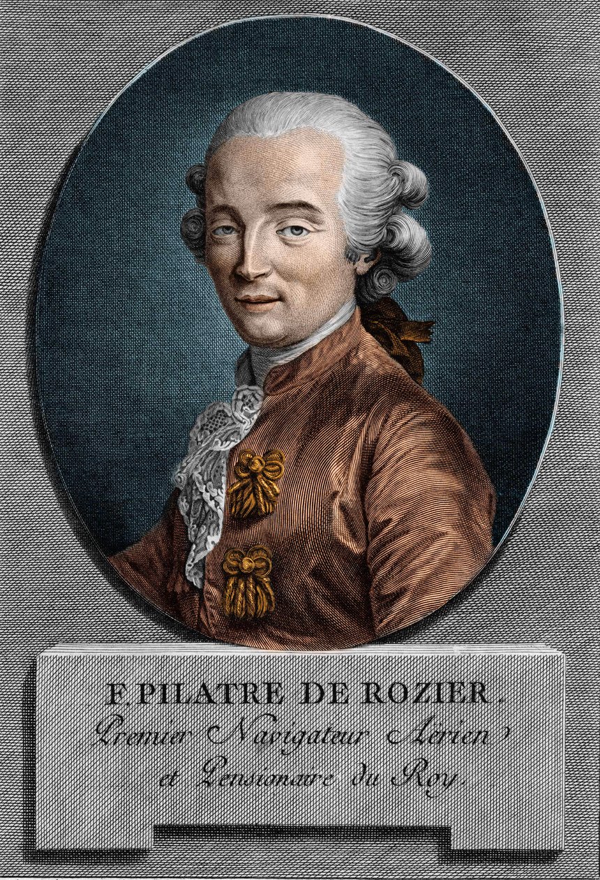 Portrét Pilâtre de Rozier (1756 - 1785), francouzský fyzik a aeronautik (první cesta horkovzdušným balónem) od Unknown artist