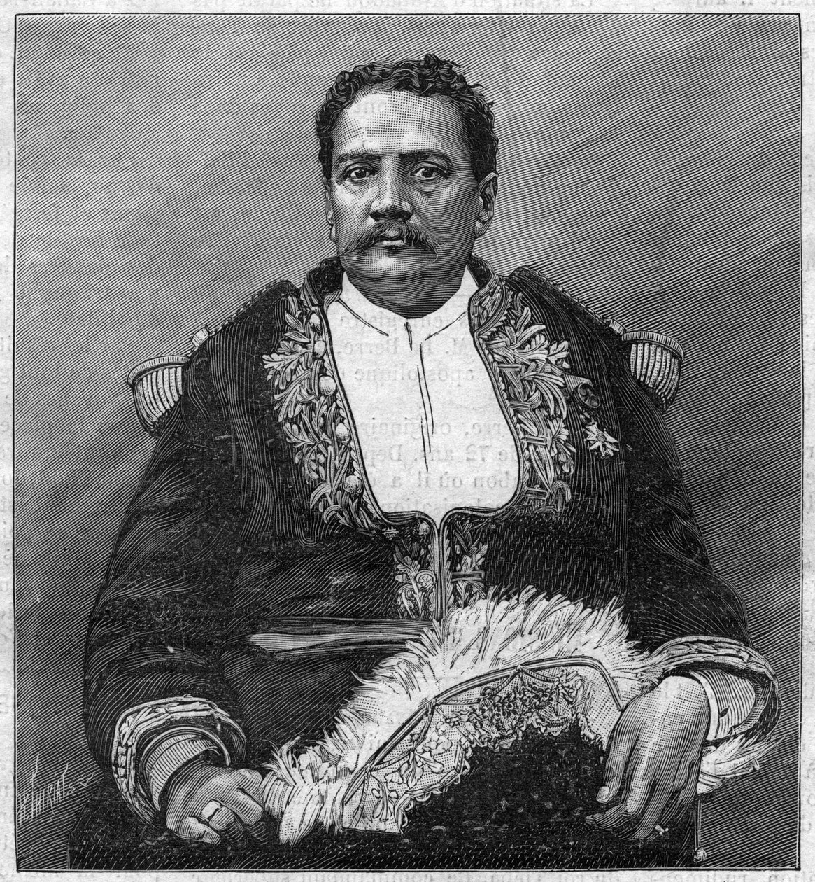 Portrét Pomare V (1839 - 1891), posledního panovníka na Tahiti - rytina od Unknown artist