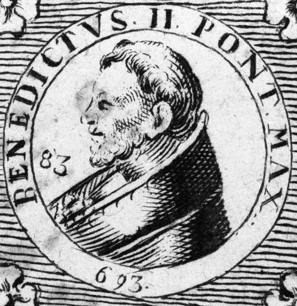 Portrét papeže Benedikta II. Rytina 19. století. od Unknown artist