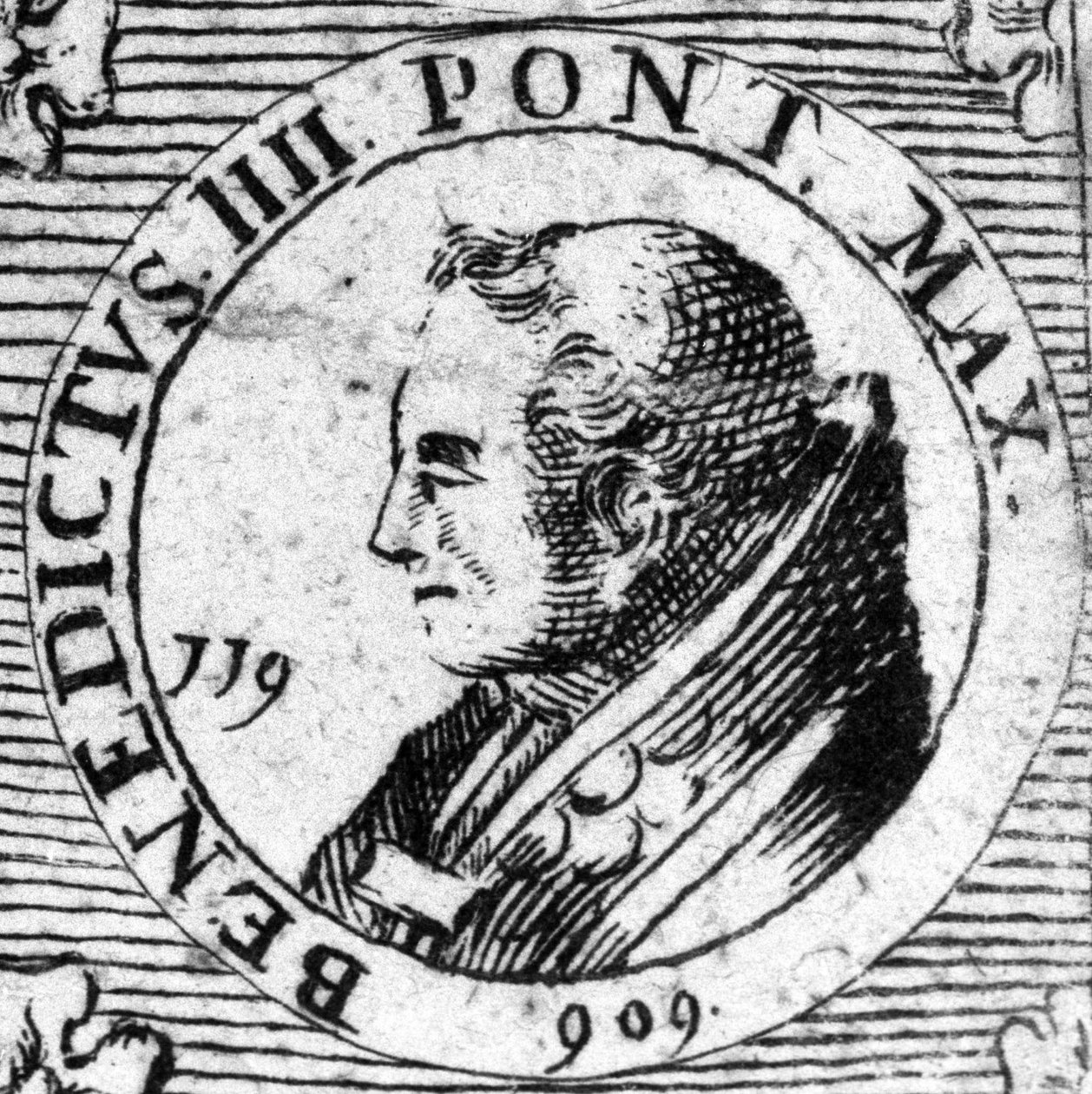 Portrét papeže Benedikta IV. Rytina 19. století. od Unknown artist