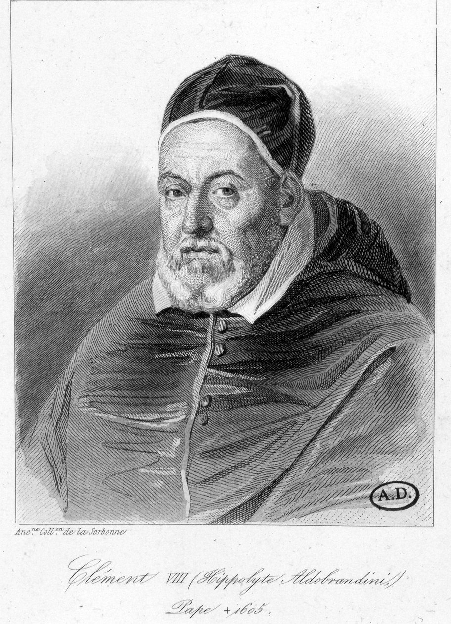 Portrét papeže Klementa VIII - rytina od Unknown artist