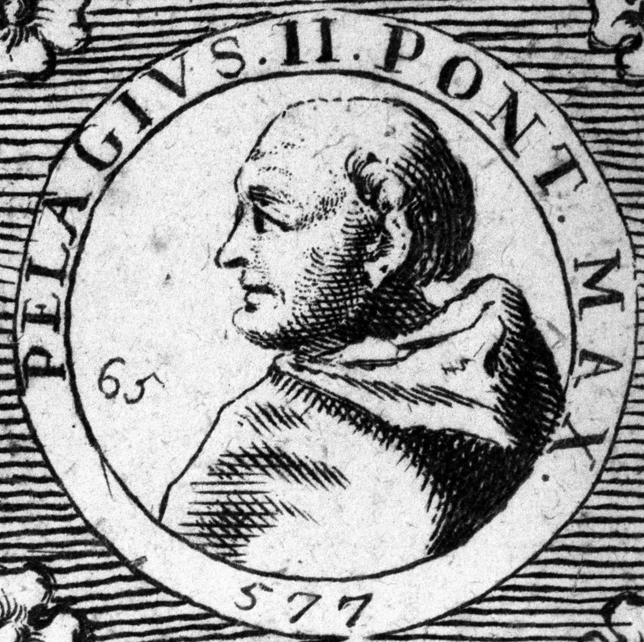 Portrét papeže Pelage II (Pelagius) (520-590). od Unknown artist