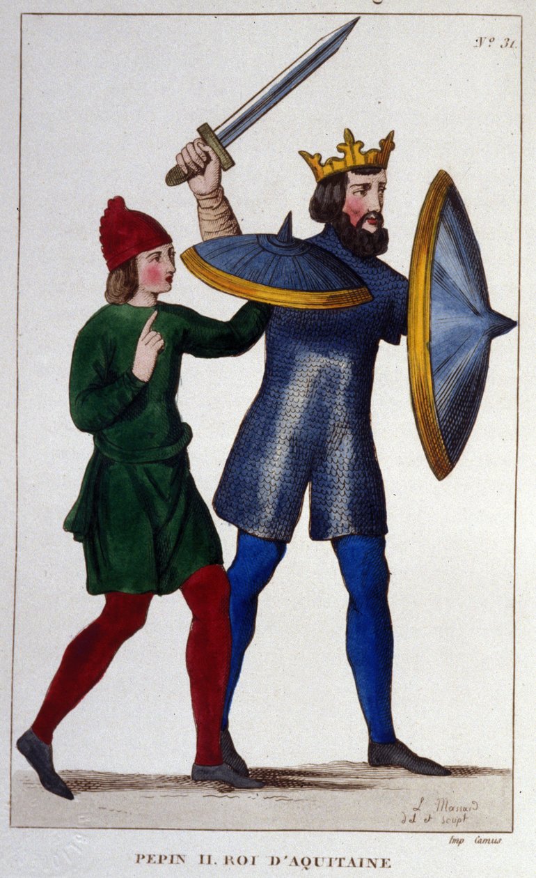 Portrét Pépina II. (823 - 864), krále Akvitánie. rytina z roku 1830. od Unknown artist